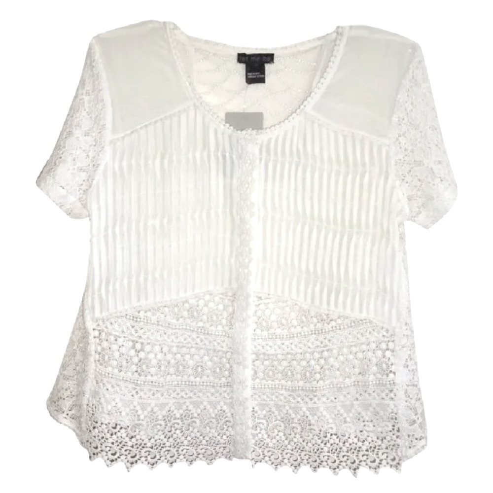 Anthropologie Love Lace Top Small 2 4 Ivory Beaded Sheer Back Super Embellished